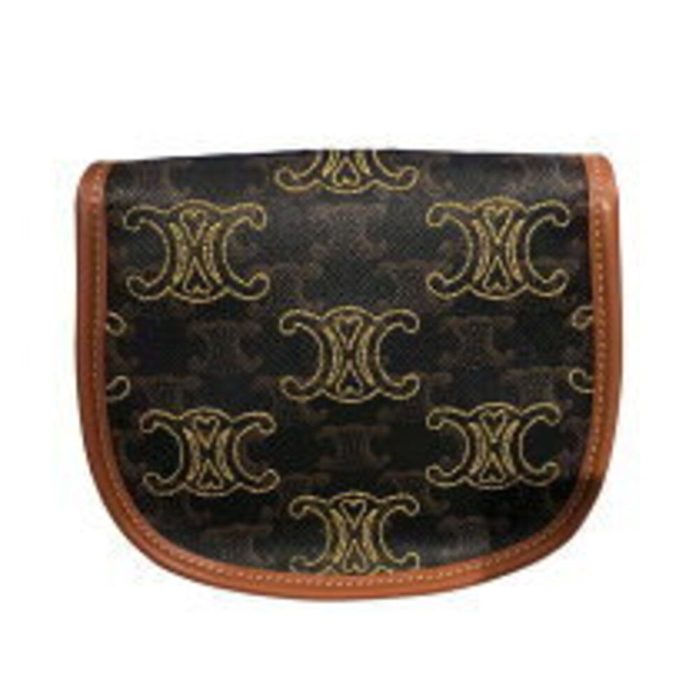 Celine Besas Triomphe Brown Canvas Shoulder Bag - Picture 1 of 7